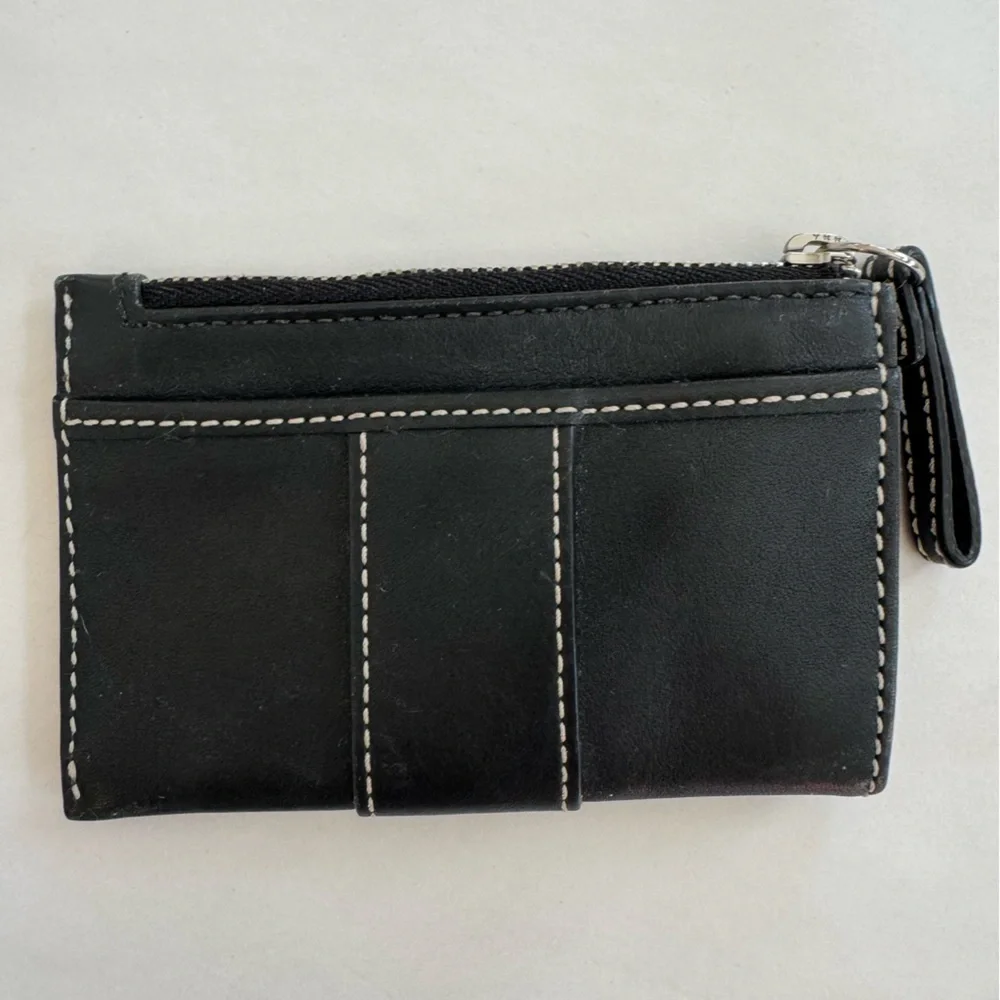 Coach Black Leather Cardholder EUC Keychain Zip Wallet Mini Skinny Card … - Picture 3 of 9